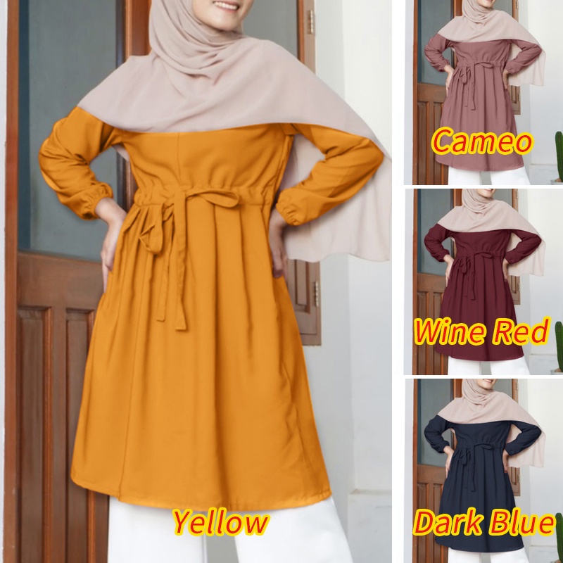 Zanzea Áo Tay Phồng Dài Phối Dây Rút Thời Trang Cho Phụ Nữ Hồi Giáo