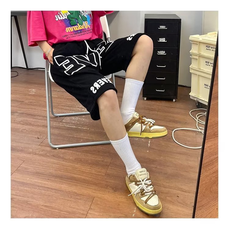 Quần Short Dáng Rộng In Chữ Phong Cách Retro Mỹ Thời Trang Mùa Hè 2023 Mới Cho Nam