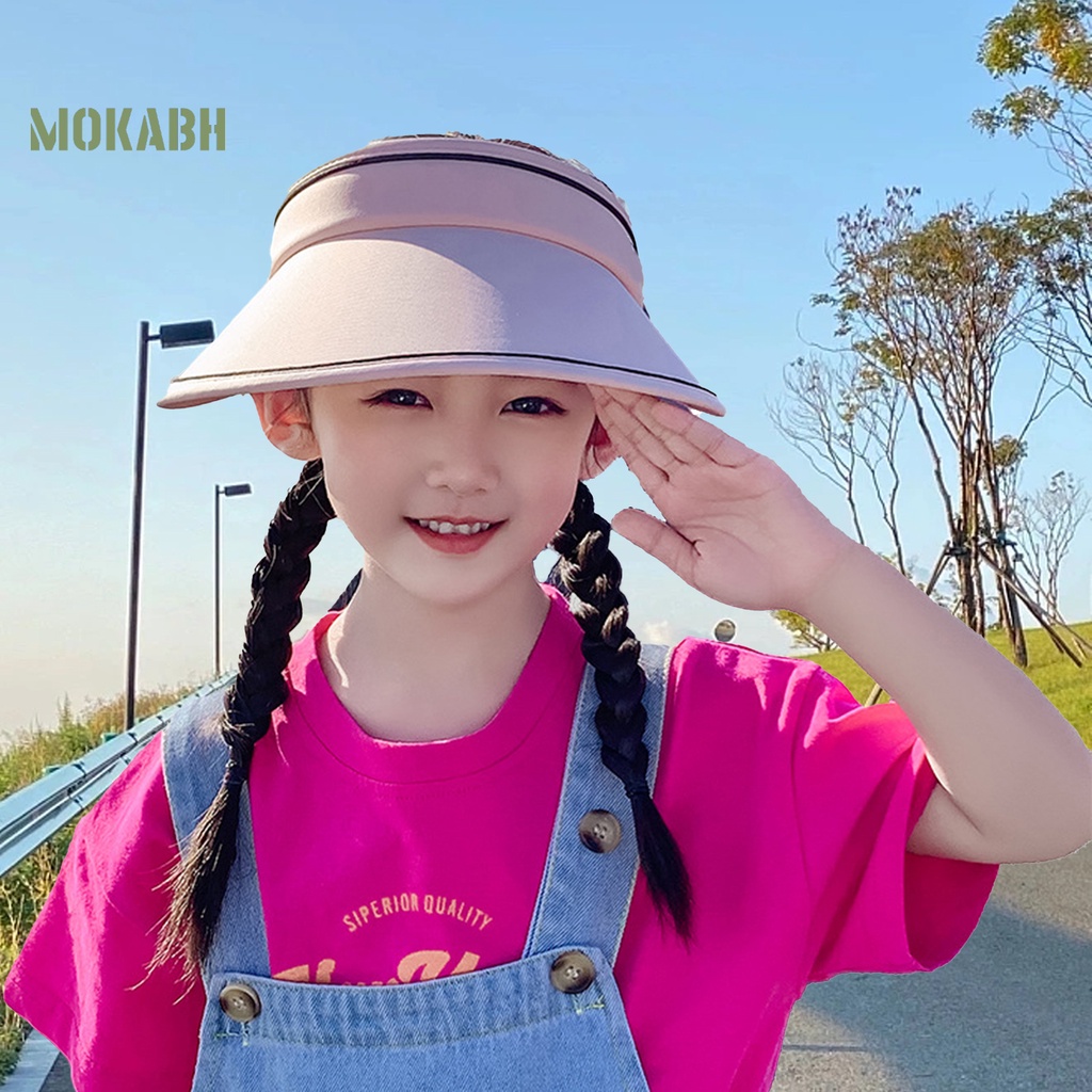 Nón Rộng Vành Chống Nắng Bằng Cotton Thoáng Khí Màu Sắc Đơn Giản Dành Cho Trẻ Em