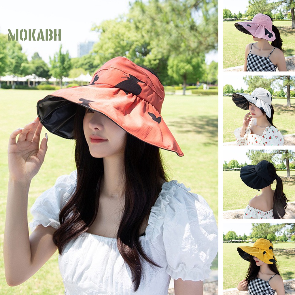 Mũ Lưỡi Trai Hở Chóp Chống Tia UV Họa Tiết Bươm Bướm Có Thể Điều Chỉnh Kích Thước