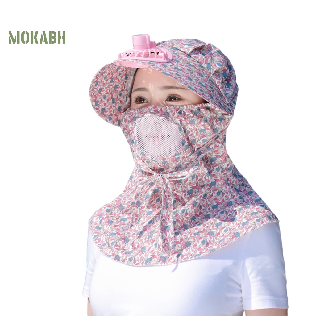 [Mok Abh] Mũ Quạt Làm Mát Vành Rộng Rỗng Chống Nắng Trang Trí Ngoài Trời Bảo Vệ Cổ