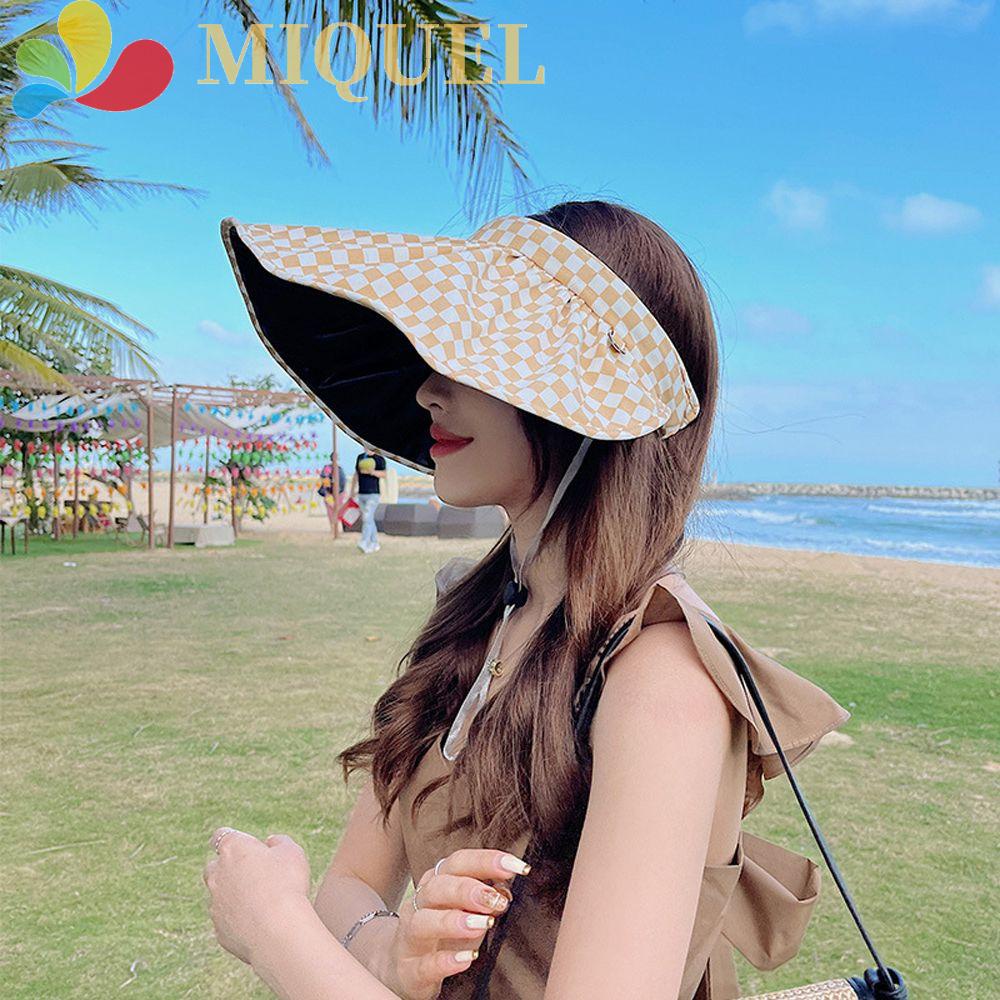 Mũ Rộng Vành Chống Nắng Tia UV Họa Tiết Kẻ Sọc Thanh Lịch Cho Nữ