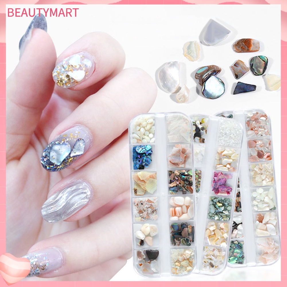 [beautymart] Bộ Phụ Kiện Trang Trí Móng Tay Nghệ Thuật 3D Kiểu Vỏ Sò Không Đều 12 Phong Cách