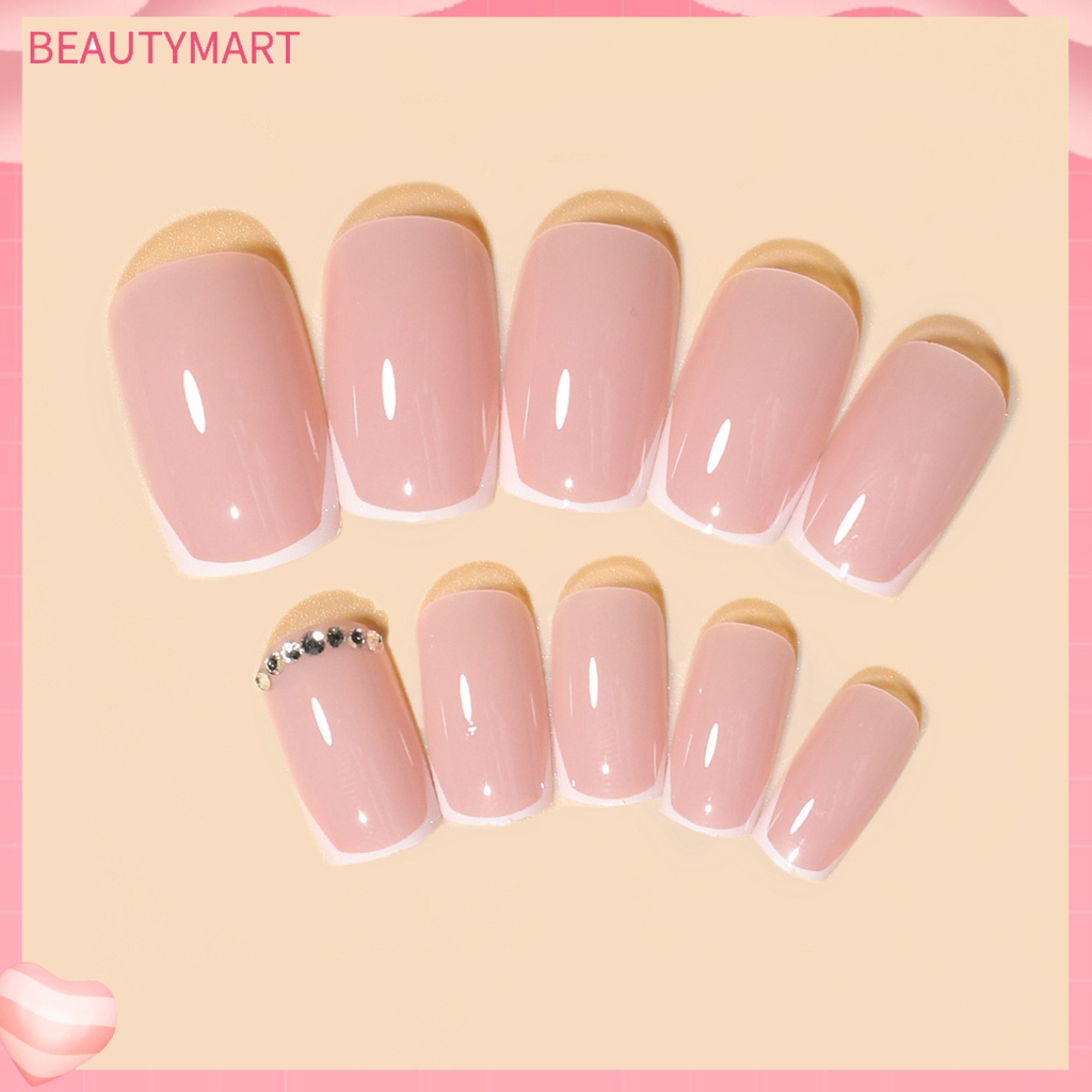 Bộ 24 Móng Tay Giả Bằng Nhựa ABS Che Phủ Toàn Diện Màu Sắc Sống Động Kèm Keo Nhấn