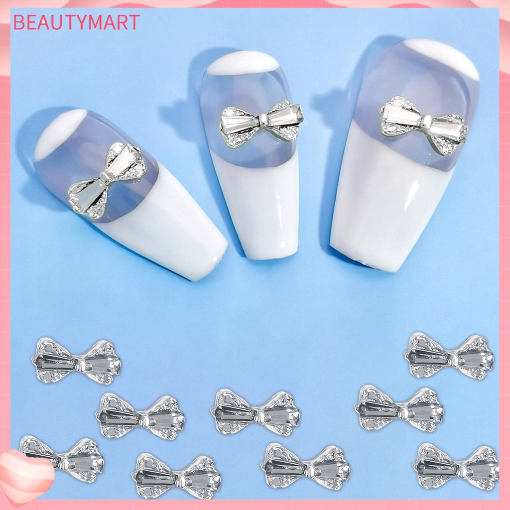 Bộ 10 Phụ Kiện Trang Trí Móng Tay Hình Nơ Bằng Hợp Kim Chống Rỉ Sét Màu Sắc Tươi Sáng