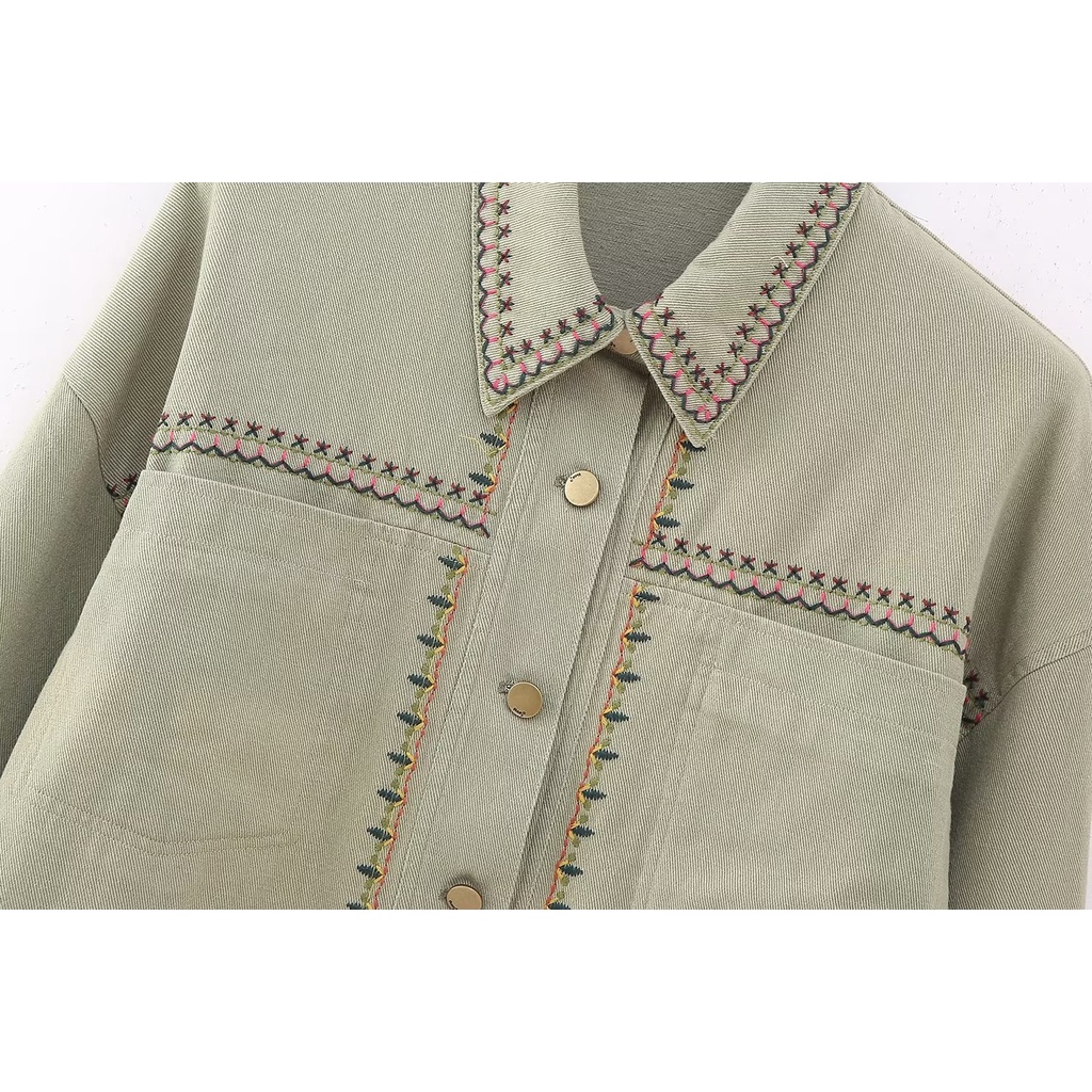 Hàng Mới Về Áo Khoác Sơ Mi Thêu Họa Tiết Phong Cách Đường Phố Âu Mỹ Thời Trang Mùa Hè 2023 w03 3688