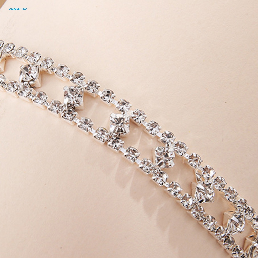 1 Lắc Chân Không Phai Màu Đính Đá Lấp Lánh Có Thể Điều Chỉnh Kích Thước