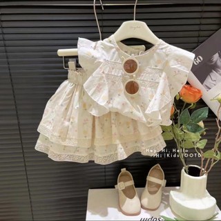 Bộ Đồ Thể Thao Áo Tay Ngắn In Hoa Thời Trang Mùa Hè Phong Cách Phương Tây Dành Cho Bé Gái