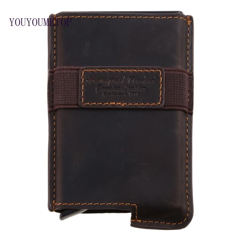 Youyo Ví Đựng Thẻ Tín Dụng Thẻ Tín Dụng Tự Động Bật Lên Thắt Lưng Vintage Kích Thước Lớn Phong Cách Doanh Nhân Cho