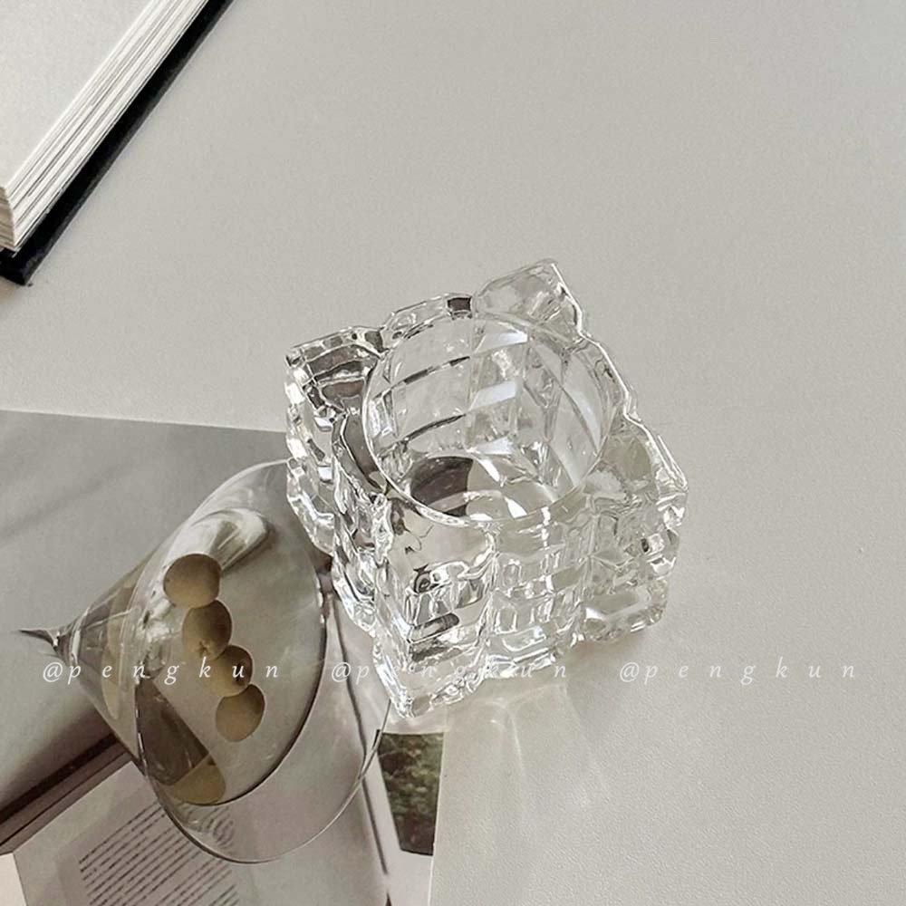 Đế Nến Bằng Thủy Tinh Trong Suốt Phong Cách Pháp Cổ Điển Dùng Trang Trí