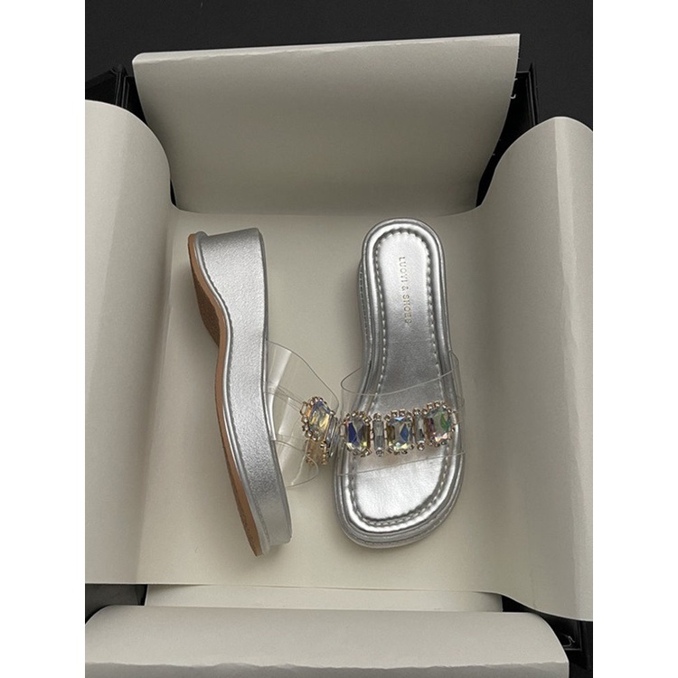 Dép xỏ ngón Dép giày gót đúp 5 cm quai nhúng sandan Ngọc thắt nơ xinh xắn dép đế cao 23Z23060302