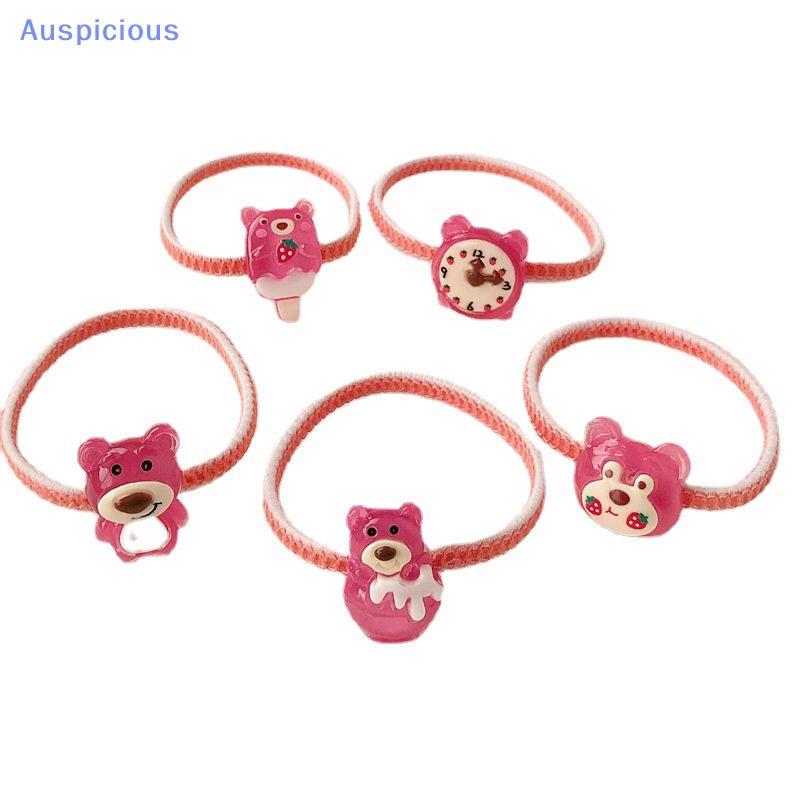 1 Dây Buộc Tóc Cao Su Co Giãn Hình Gấu Và Dâu Tây Dễ Thương Cho Bé Gái