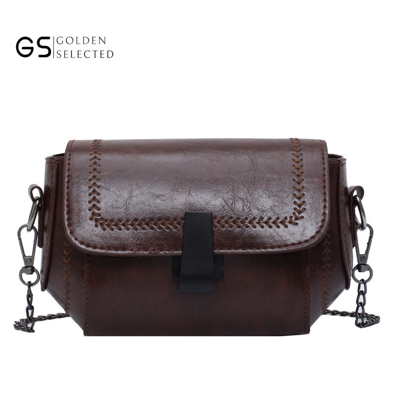 Hàng Mới Về Túi Đeo Chéo Da Mềm Cỡ Nhỏ Phối Dây Xích Thời Trang Nữ Sành Điệu