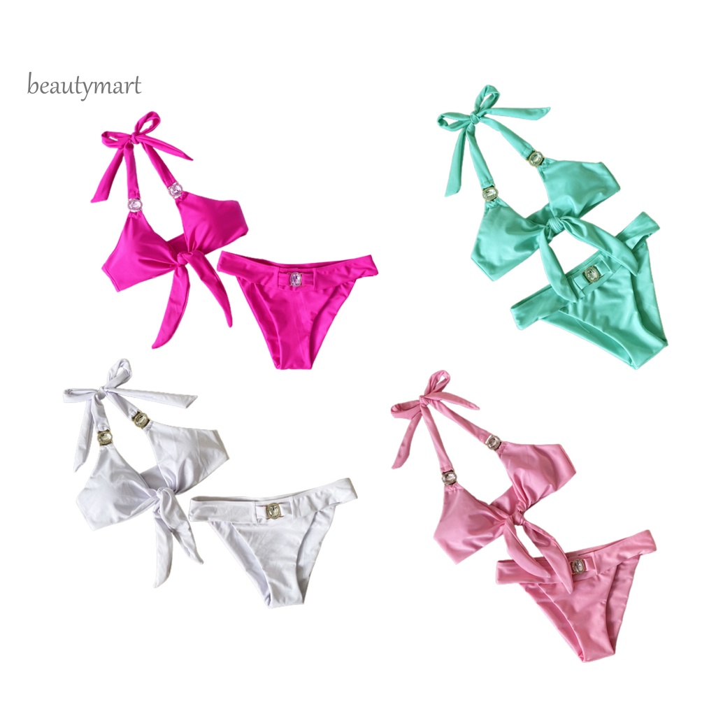 Bộ Đồ Bơi Hai Dây Bằng Nylon Màu Trơn Gợi Cảm Cho Nữ