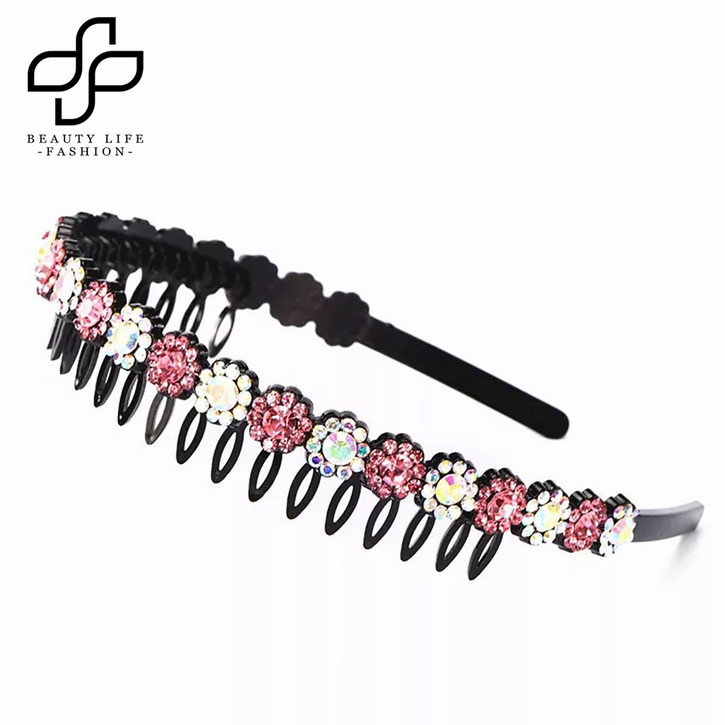Cài Tóc Hình Hoa Đính Đá Lấp Lánh Chống Trượt Có Răng Giả Thời Trang Cho Bé Gái