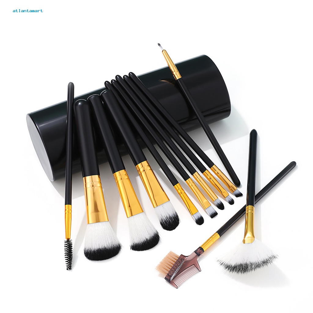 Túi Đựng Đồ Dùng Cao Cấp Tiện Dụng| Set 12 Cọ Trang Điểm Sợi Nhân Tạo Thân Thiện Với Da Chống Mài Mòn