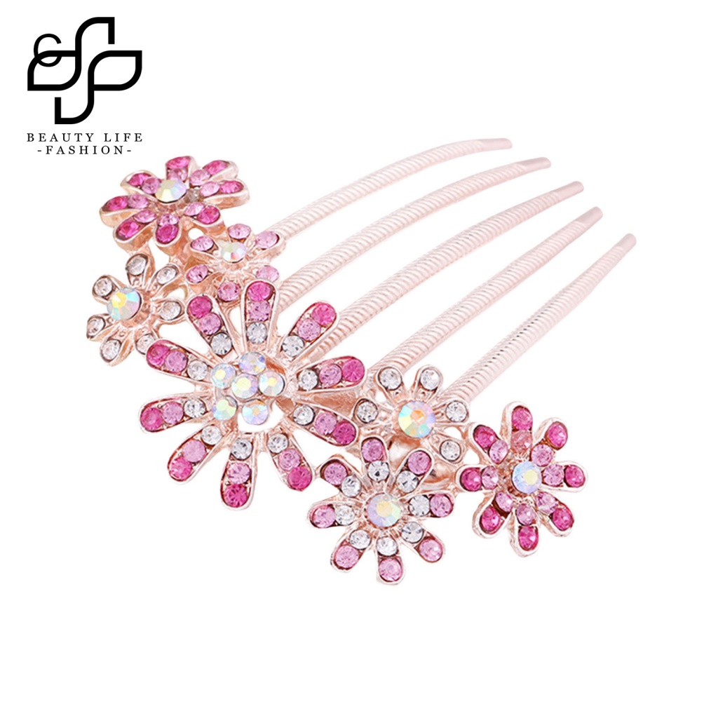 Lược Cài Tóc Đính Đá Lấp Lánh Dễ Sử Dụng