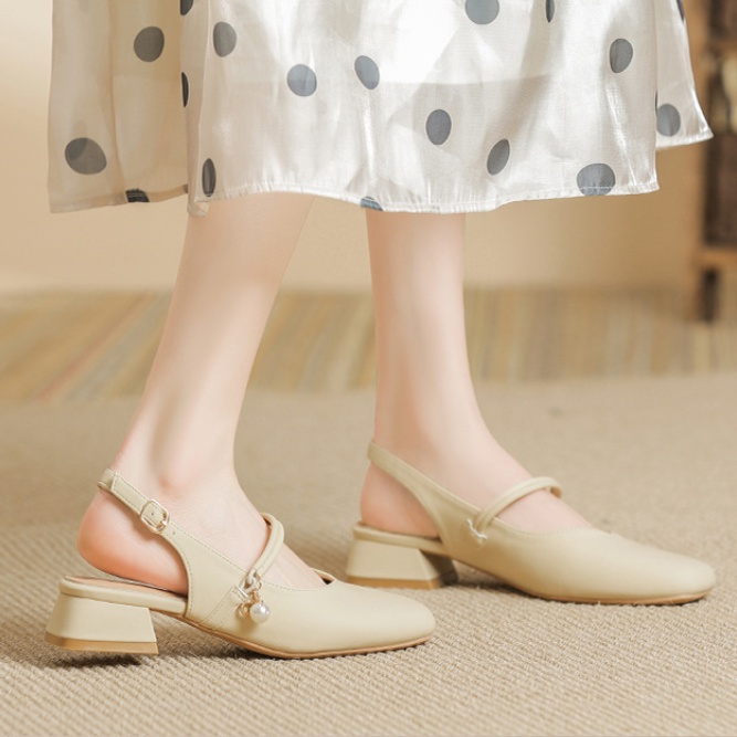 Giày Sandal Cao Gót Đế Dày Phong Cách Retro Anh Quốc