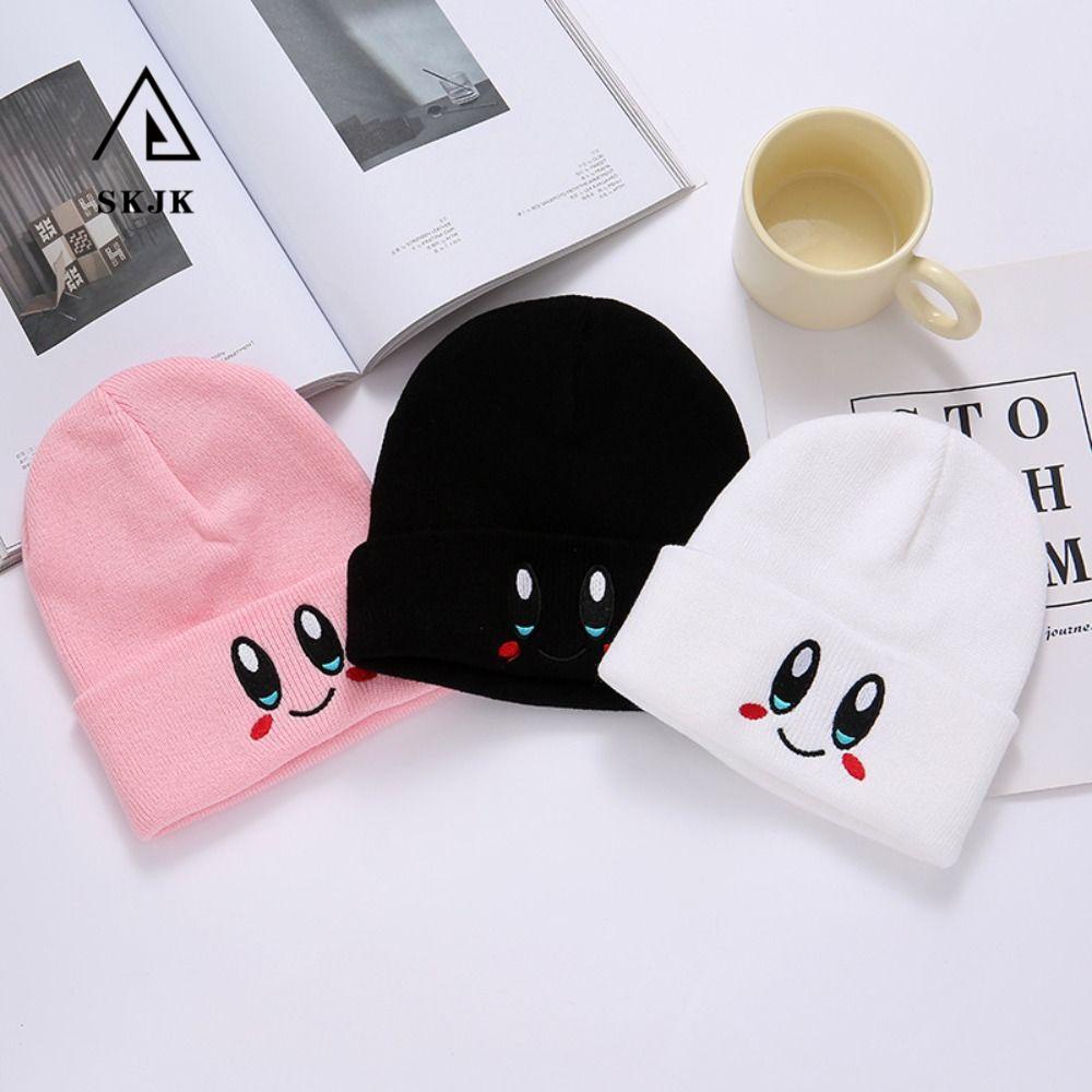 Mũ Beanie Dệt Kim Giữ Ấm Mùa Đông Thêu Họa Tiết Anime Ngôi Sao Kirby Thông Dụng Cho Nữ