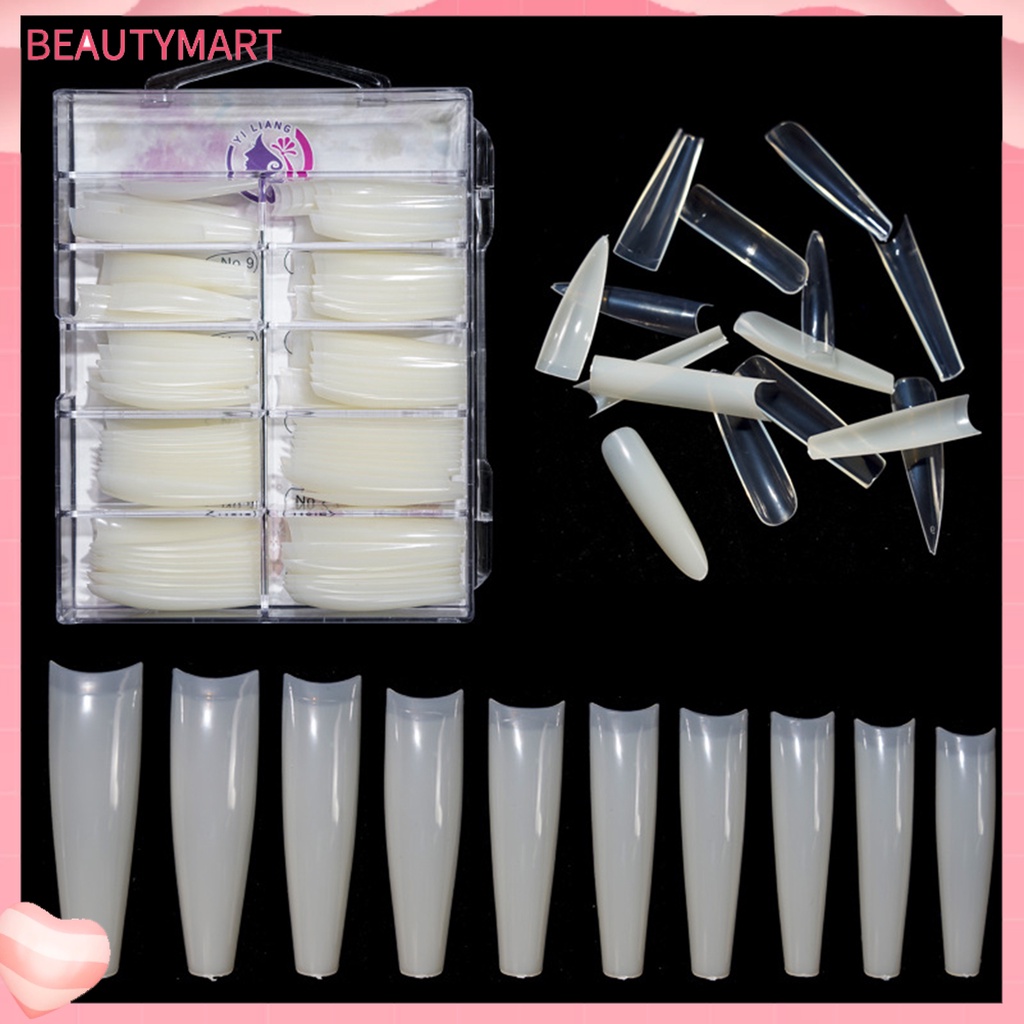 Set 100 Móng Tay Giả Đầu Nhọn Gọn Nhẹ Chống Gãy Có Thể Tái Sử Dụng