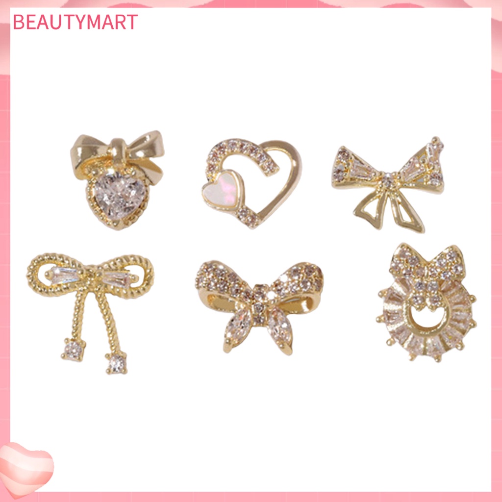 Phụ Kiện Trang Trí Móng Tay 3D Hình Nơ / Trái Tim / Gấu Bằng Hợp Kim DIY