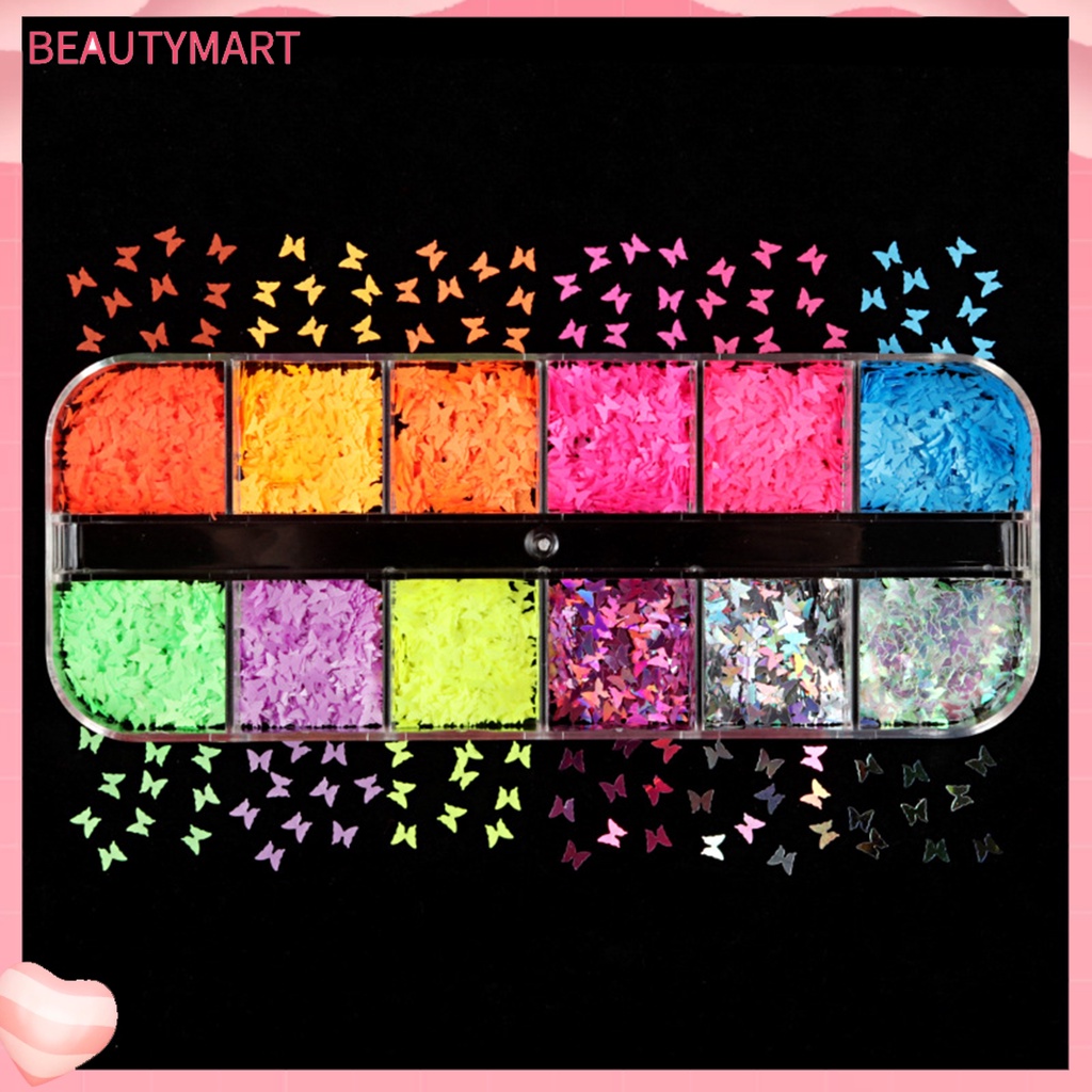 1 Hộp Đựng Hạt Nhựa 12 Ô Màu Sắc Tươi Sáng Trang Trí Móng Tay Nghệ Thuật