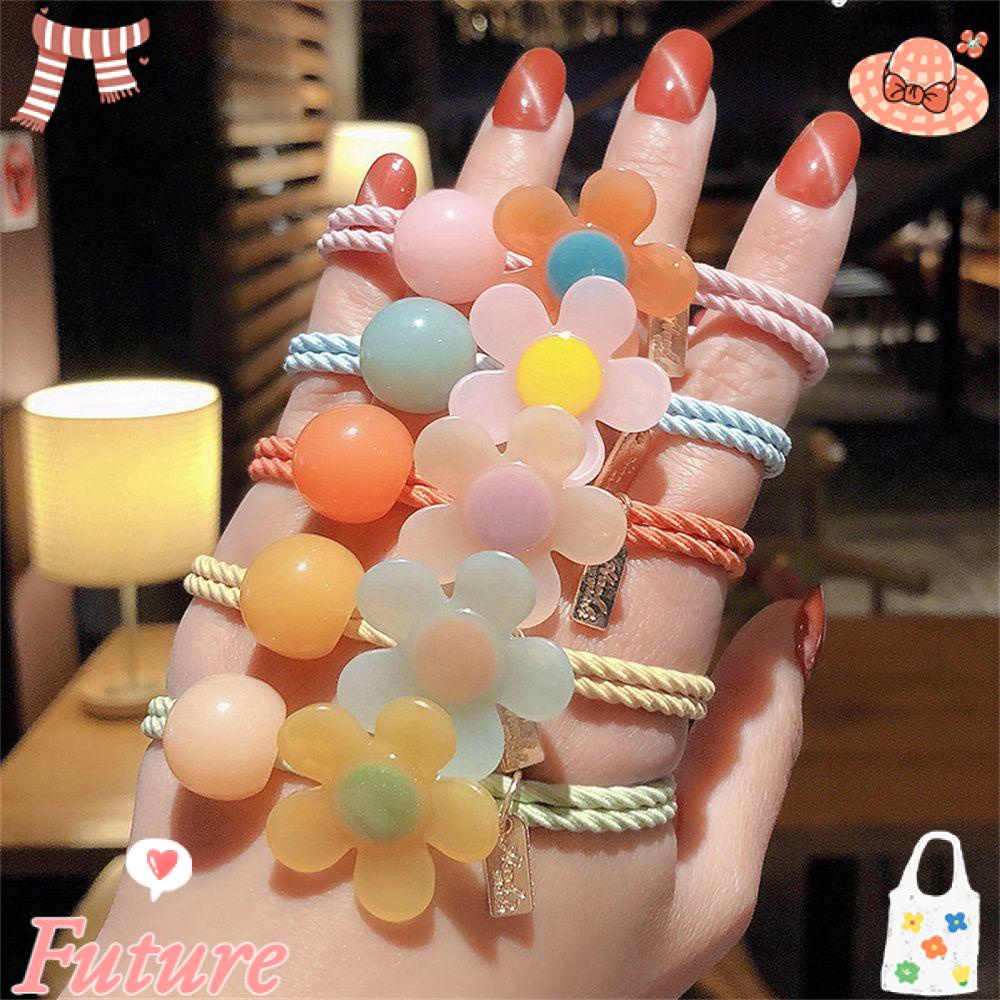 Dây Buộc Tóc Cao Su Họa Tiết Hoa Nhiều Màu Sắc