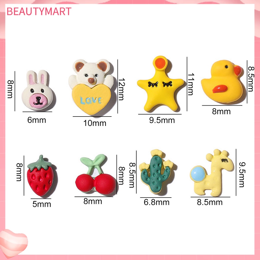 Bộ 5 Phụ Kiện Trang Trí Móng Tay Bằng Nhựa Hình Động Vật Hoạt Hình Dễ Thương