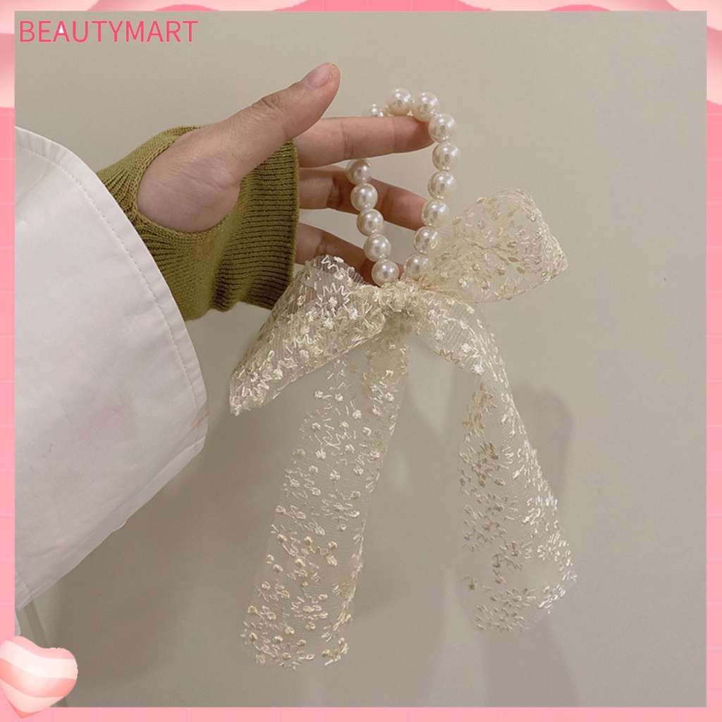 Dây Buộc Tóc Đuôi Ngựa Sợi Lưới Đính Ngọc Trai Giả Thanh Lịch [beautymart]