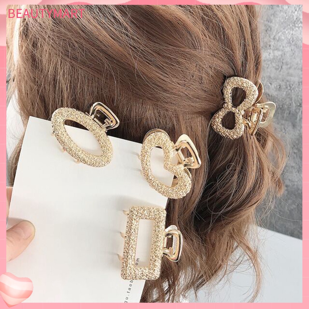 [beautymart] Kẹp Tóc Đa Phong Cách Bằng Hợp Kim Hình Nơ / Chữ Nhật / Trái Tim / Mặt Trăng / Elip Đơn Giản Sáng Bóng Thanh Lịch Cho Nữ