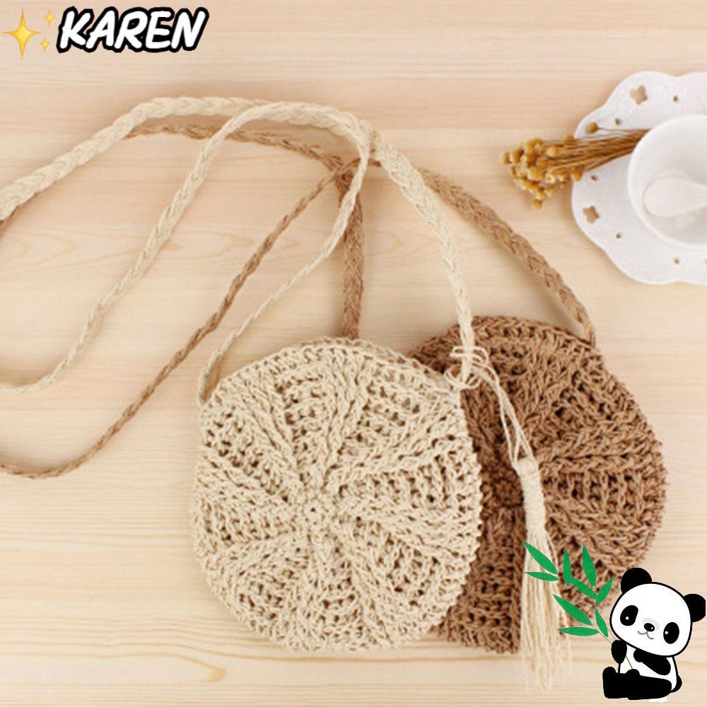 Túi Xách Đan Cói Dáng Tròn Thời Trang Mùa Hè Xinh Xắn Cho Nữ