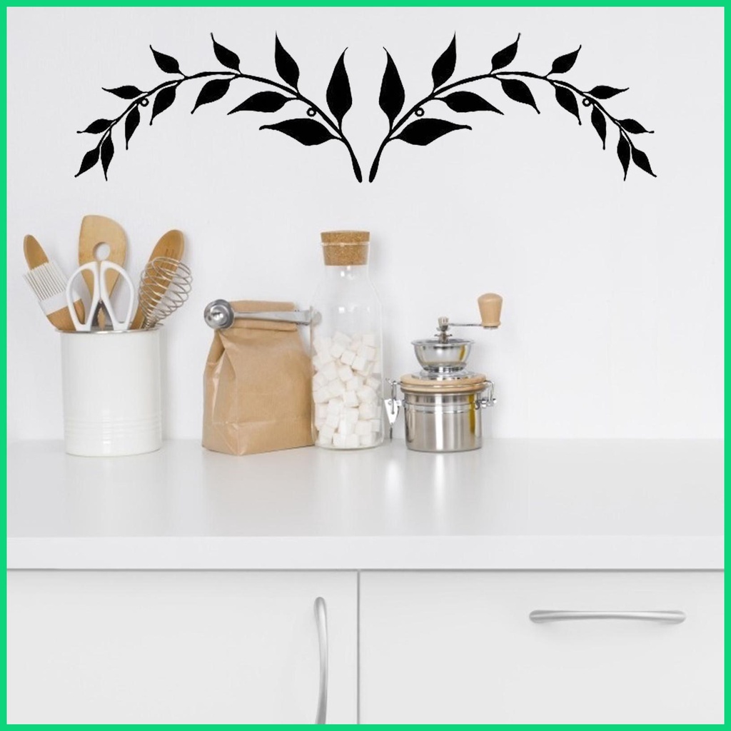 Set 2 Phụ Kiện Treo Tường Trang Trí Hình Lá Cây Màu Đen Bằng Sắt