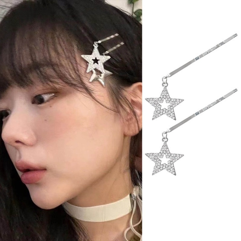 Kẹp Tóc Ngôi Sao Bằng Kim Loại Phong Cách Harajuku Cổ Điển Thời Trang Cho Nữ Y2K 90s