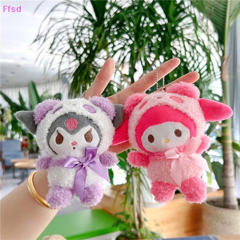 Móc Khóa Hình Búp Bê Nhồi Bông Kuromi Cinnamoroll 14cm Dễ Thương