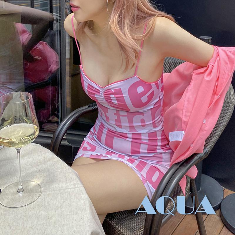 Đầm không tay dáng ôm Hoạ Tiết Chữ In Thiết Kế Ôm Sát Tôn Dáng