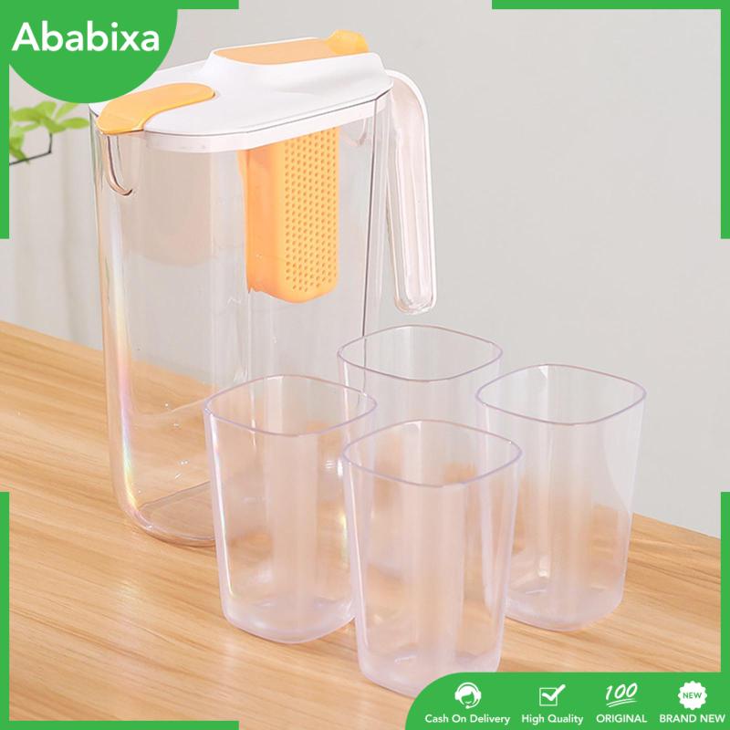 [Ababixa] Bộ Bình Đựng Nước 4 Ngăn Không Vỡ Có Nắp Đậy Dung Tích Lớn Cho Tủ Lạnh