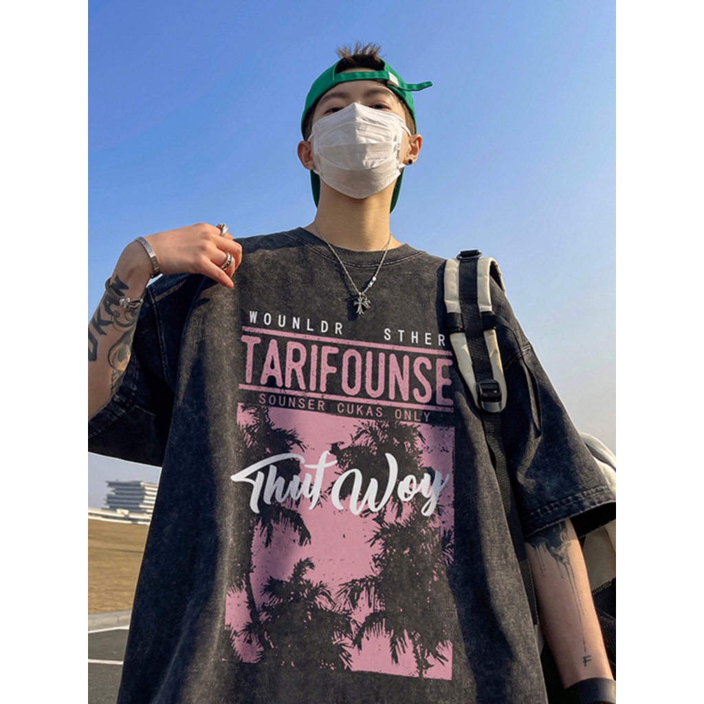 Áo Thun Tay Ngắn Chất Liệu Cotton Phong Cách Hip Hop Đường Phố Mỹ Thời Trang Mùa Hè Cho Nam 280g