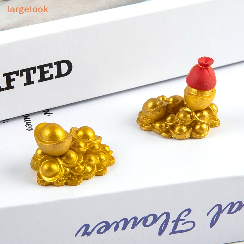 Đồ trang trí Nhà Búp Bê Yuanbao Fengshui Mini Màu Vàng Kim nghi ngờ Dùng Để Trang Trí