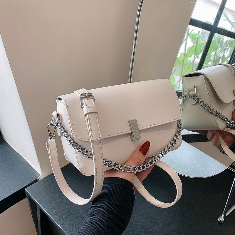 Túi Đeo Vai Hình Vuông Cỡ Nhỏ Phối Dây Đeo Sợi Xích Thời Trang Pháp Cao Cấp Cho Nữ