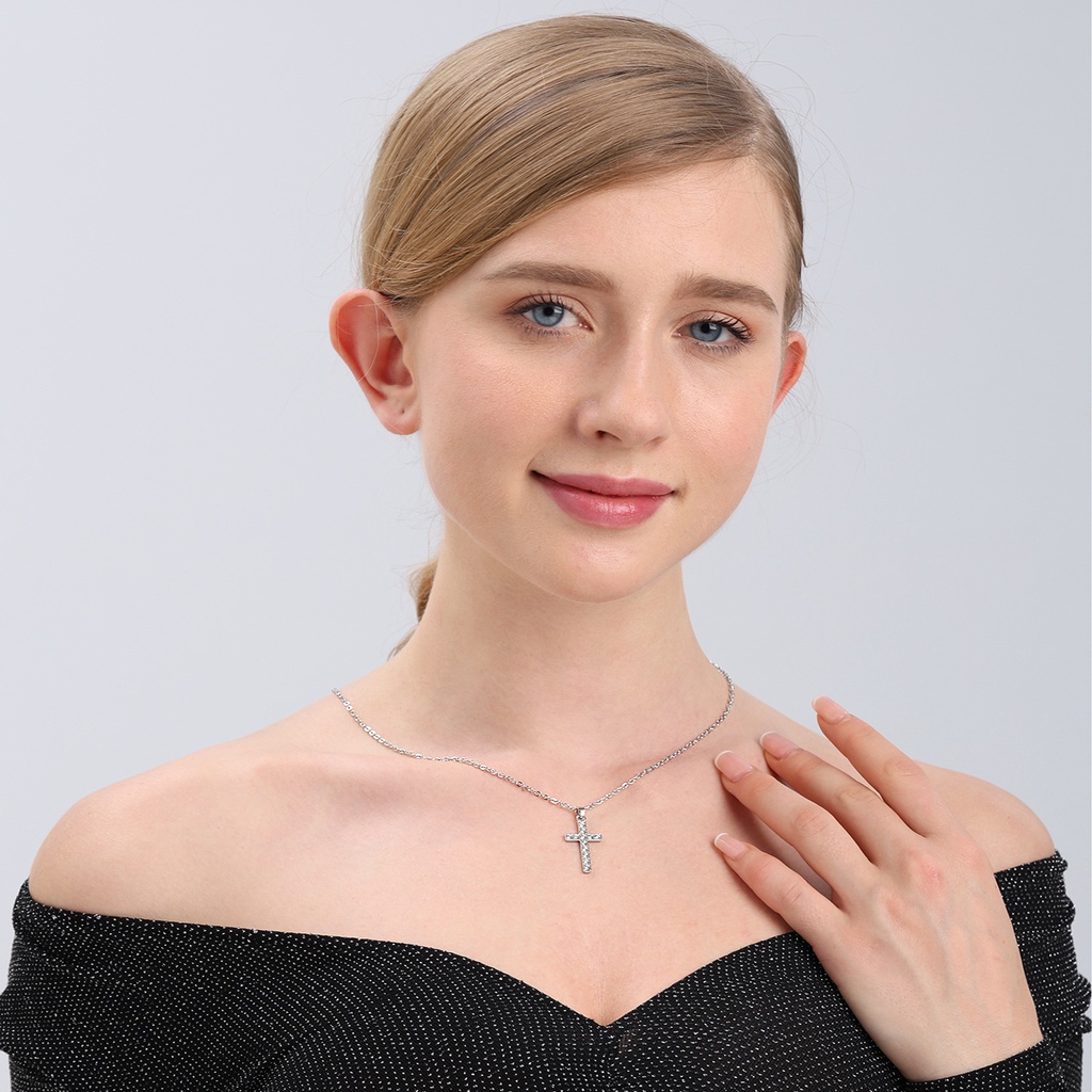 Vòng cổ Kim Loại Mỏng Mặt Thánh Giá Đính Đá Phong Cách Retro Cho Nữ