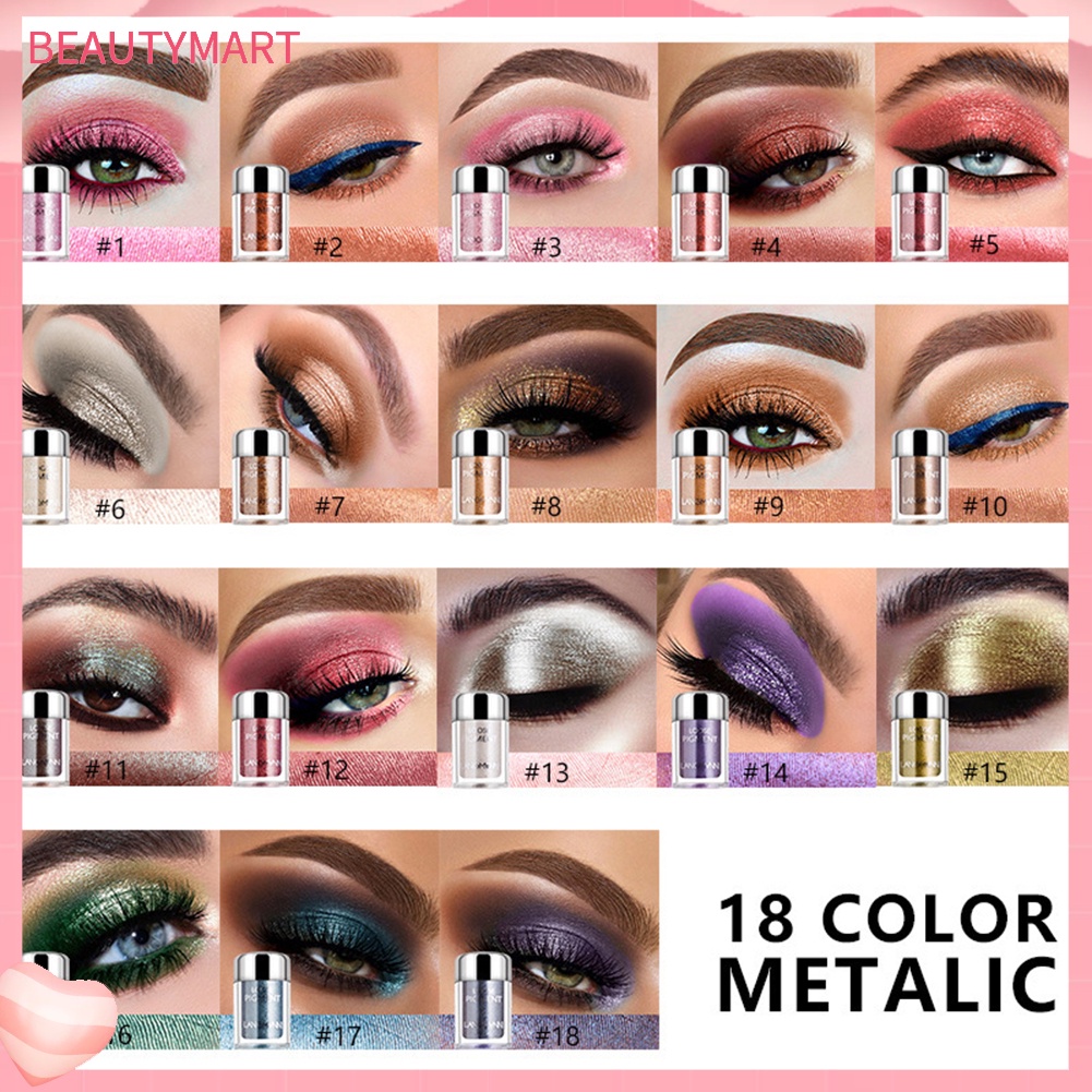 Phấn Mắt Langmanni 6g 18 Màu Tùy Chọn Trang Điểm Lấp Lánh