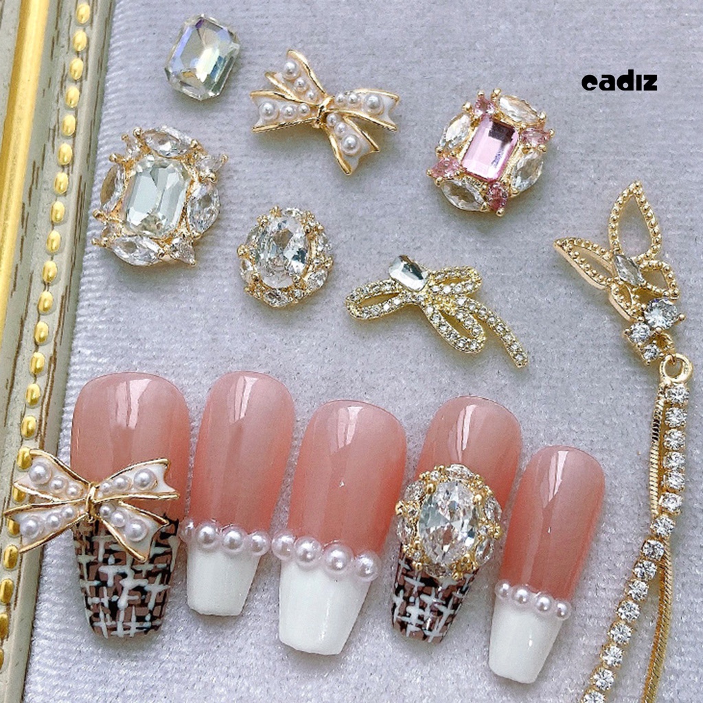 Phụ Kiện Tua Rua Hình Bướm 3D Nhiều Hình Dạng Đính Đá Zircon Sang Trọng Trang Trí Móng Tay