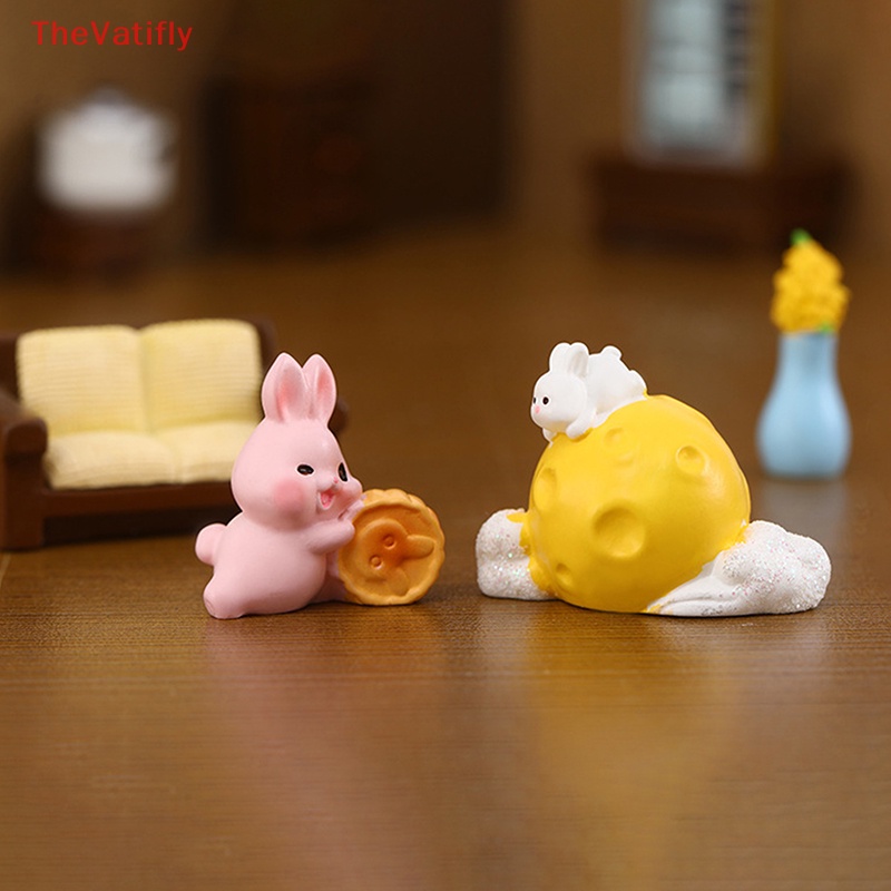 Tượng Thỏ Ngọc Bích mini Bằng Nhựa resin Dễ Thương Trang Trí Phong Cảnh Xe Hơi