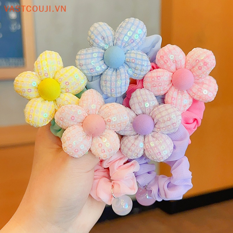 1 Dây Cột Tóc Đính Hoa Kim Sa Lấp Lánh Dễ Thương Cho Bé Gái