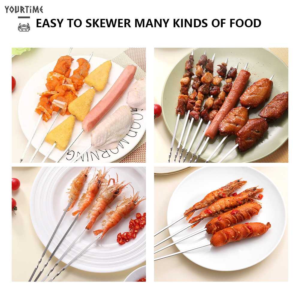 Bộ 20 Xiên Nướng BBQ Bằng Thép Không Gỉ Tái Sử Dụng Được