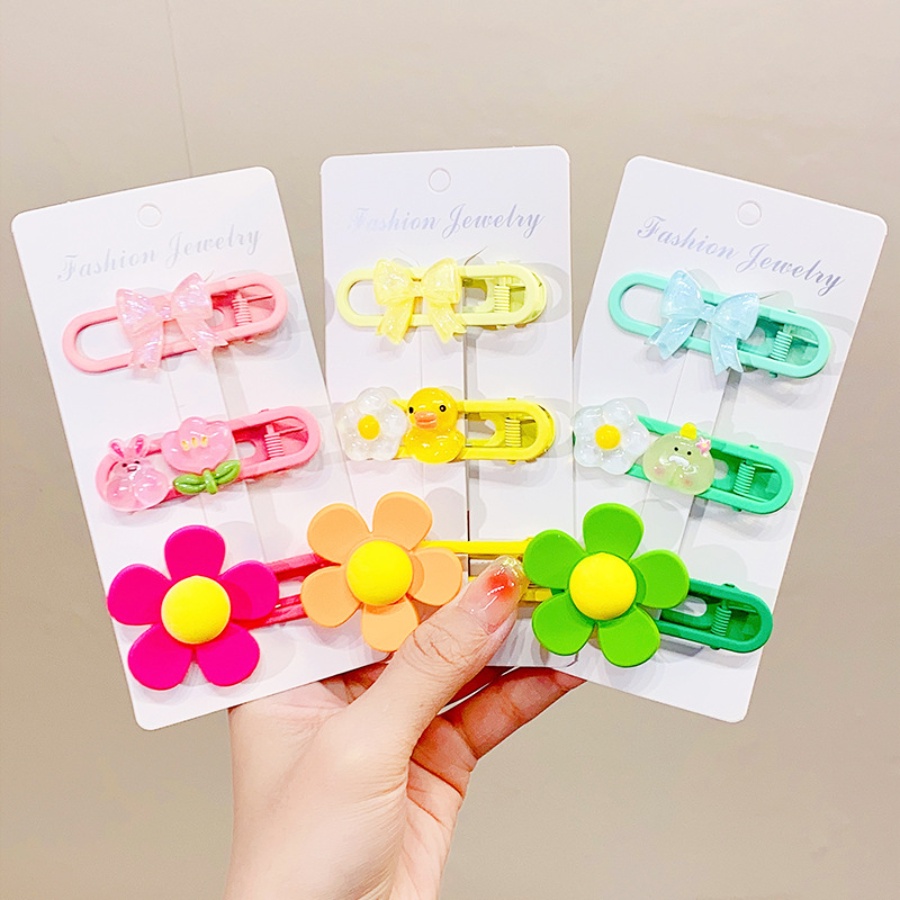 Set 3 Kẹp Tóc Nơ Hoạt Hình Dễ Thương Cho Bé Gái