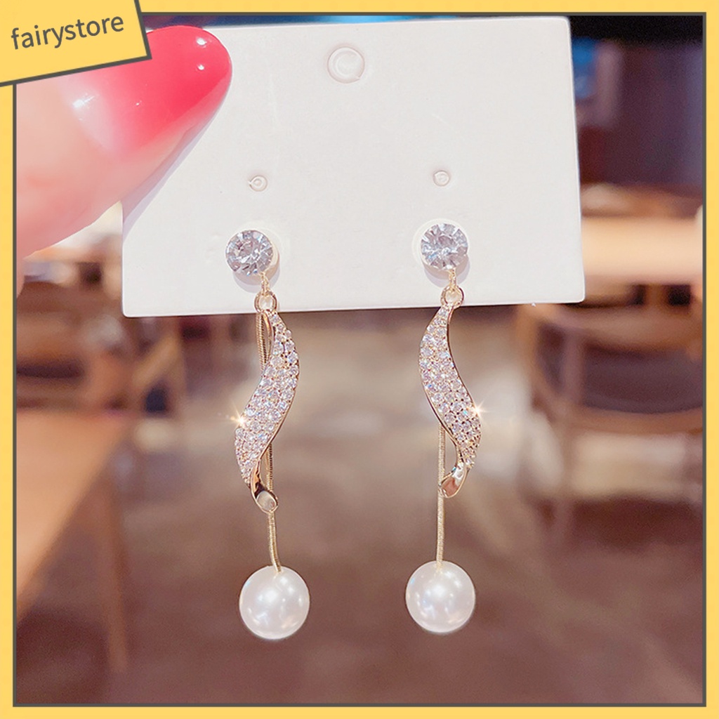 1 Đôi Bông Tai Tua Rua Đính Đá Lấp Lánh Dành Cho Nữ