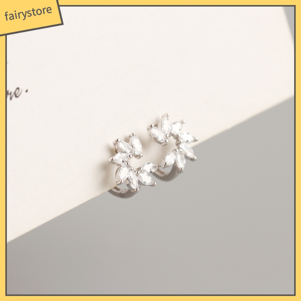 Đôi Bông Tai Khoen Tròn Phối Hoa Đính Đá Thời Trang Cho Nữ