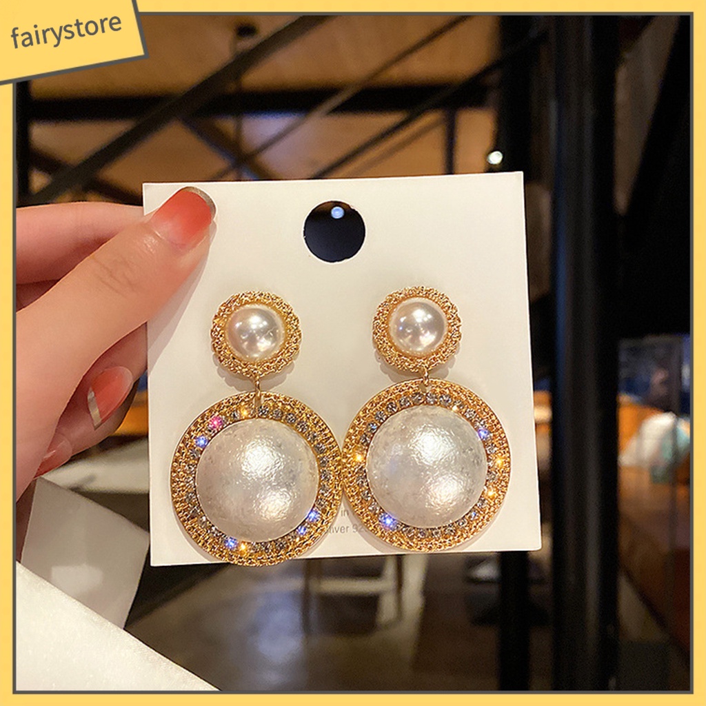 1 Đôi Bông Tai Nữ Đính Ngọc Trai Giả Phong Cách Hàn Quốc