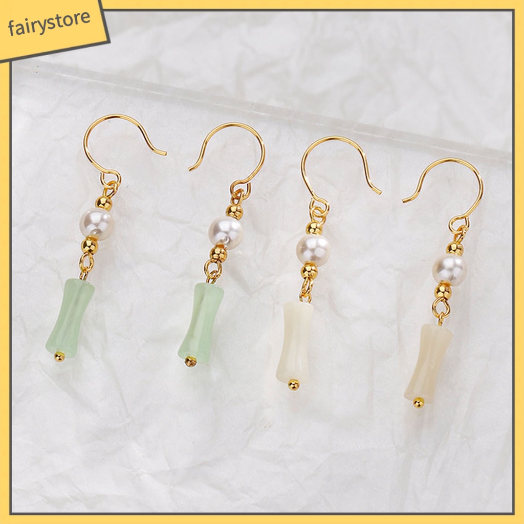 [FRO] 1 Đôi Bông Tai Móc Xỏ Hạt Ngọc Trai Giả Phong Cách Trung Quốc